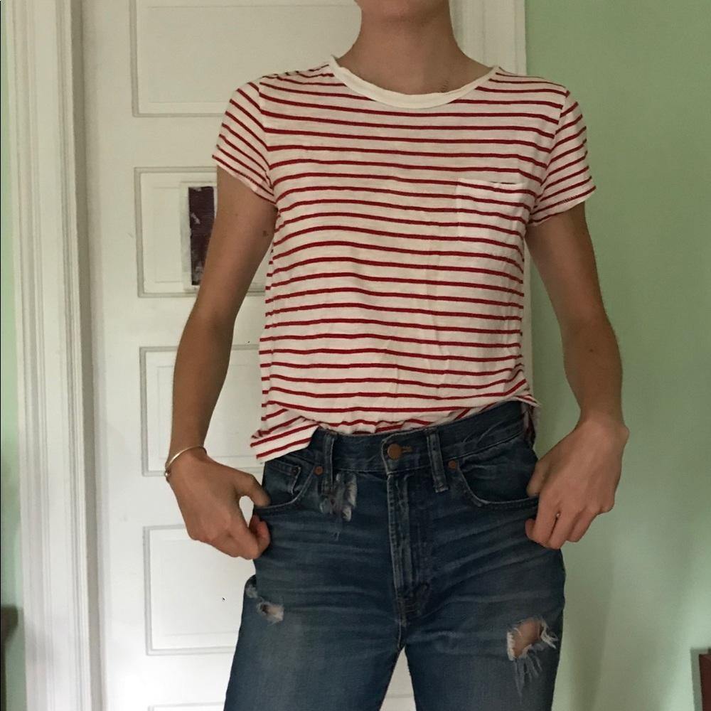 Madewell red/white striped T, XXS